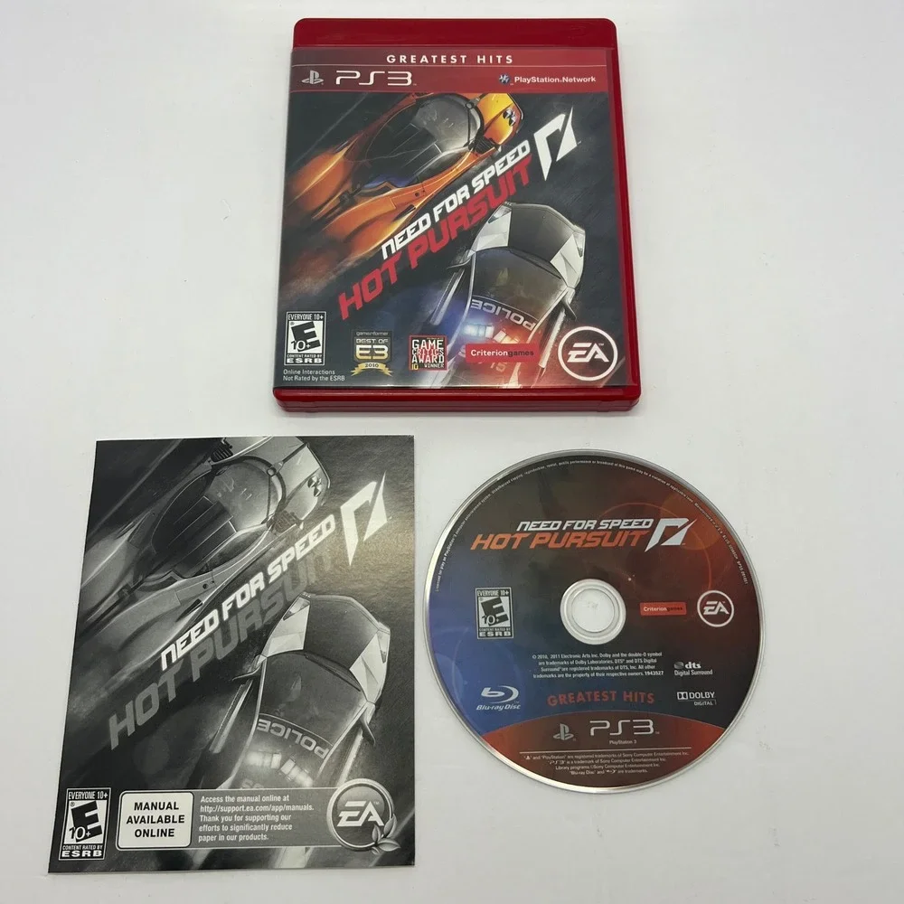 Need for Speed Hot‎ Pursuit PlayStation 3 PS3 Greatest Hits Tested Red Case